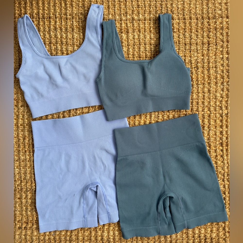 SET OF 2 Women 2 Piece Ribbed Workout Sets - Like New!